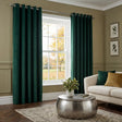 Velvet Blackout Eyelet Curtains - Green