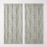 Averie Blue Floral 100% Cotton Pencil Pleat Curtains 4