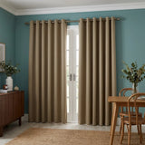 Elise Blackout Room Darkening Eyelet Curtains - Beige