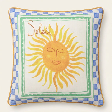 Soleil Sun Illustrated Print Outdoor Filled Cushion / Cushion Cover 4