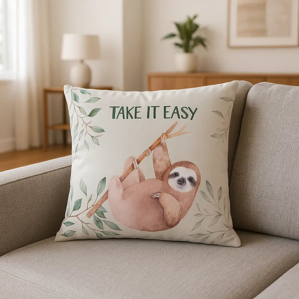 Animal and Inspirational Velvet Cushion Cover 45cm x 45cm - Take it Easy