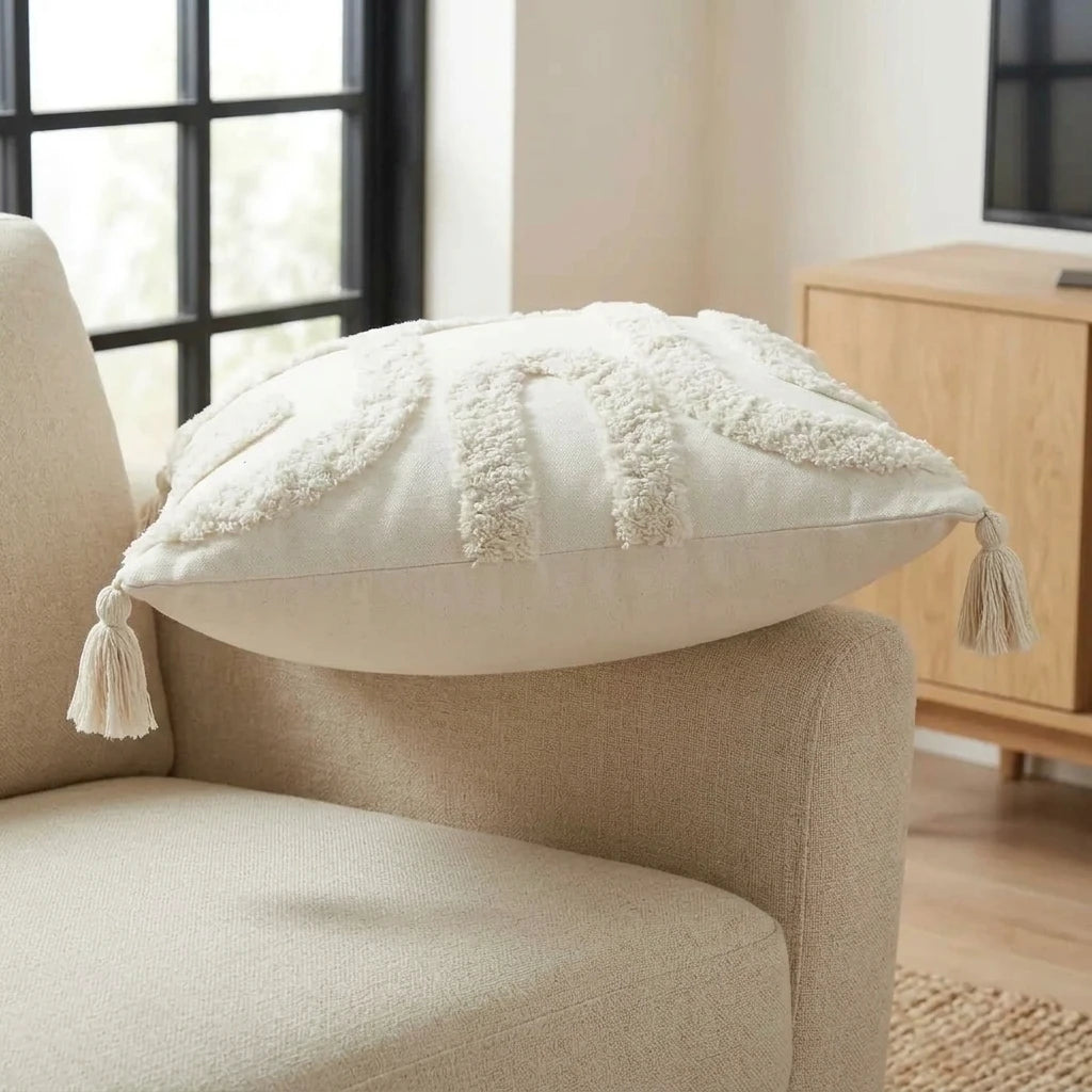 Cabana Tufted 100% Cotton Cream Cushion Cover 43cm x 43cm