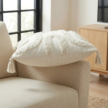 Cabana Tufted 100% Cotton Cream Cushion Cover 43cm x 43cm