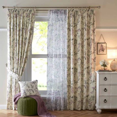 Dreams & Drapes Jazmine Beige Floral Voile Curtain Panel 4