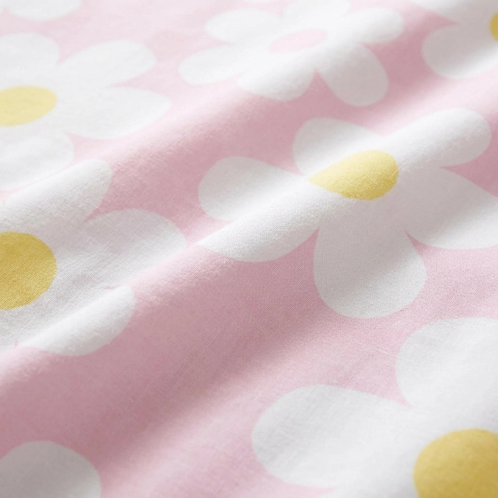 Retro Daisy Pink Floral Duvet Cover Set 4