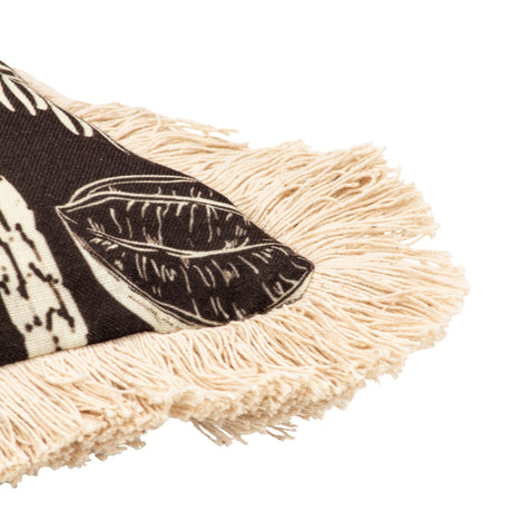 Colonial Palm Fringed Cushion Cover Espresso 18" x 18" by Paoletti