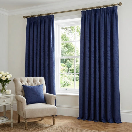Tivoli Leaf Jacquard Lined Tape Top Pencil Pleat Curtains 10