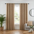 Chenille Blackout Eyelet Ring Top Curtains - Beige
