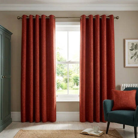 Amberley Thermal Eyelet Curtains - Terracotta