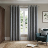 Austin Lined Blackout Eyelet Curtains - Grey