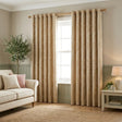 Tivoli Leaf Jacquard Lined Eyelet Curtains - Latte