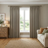 Chenille Blackout Tape Top Pencil Pleat Curtains - Silver