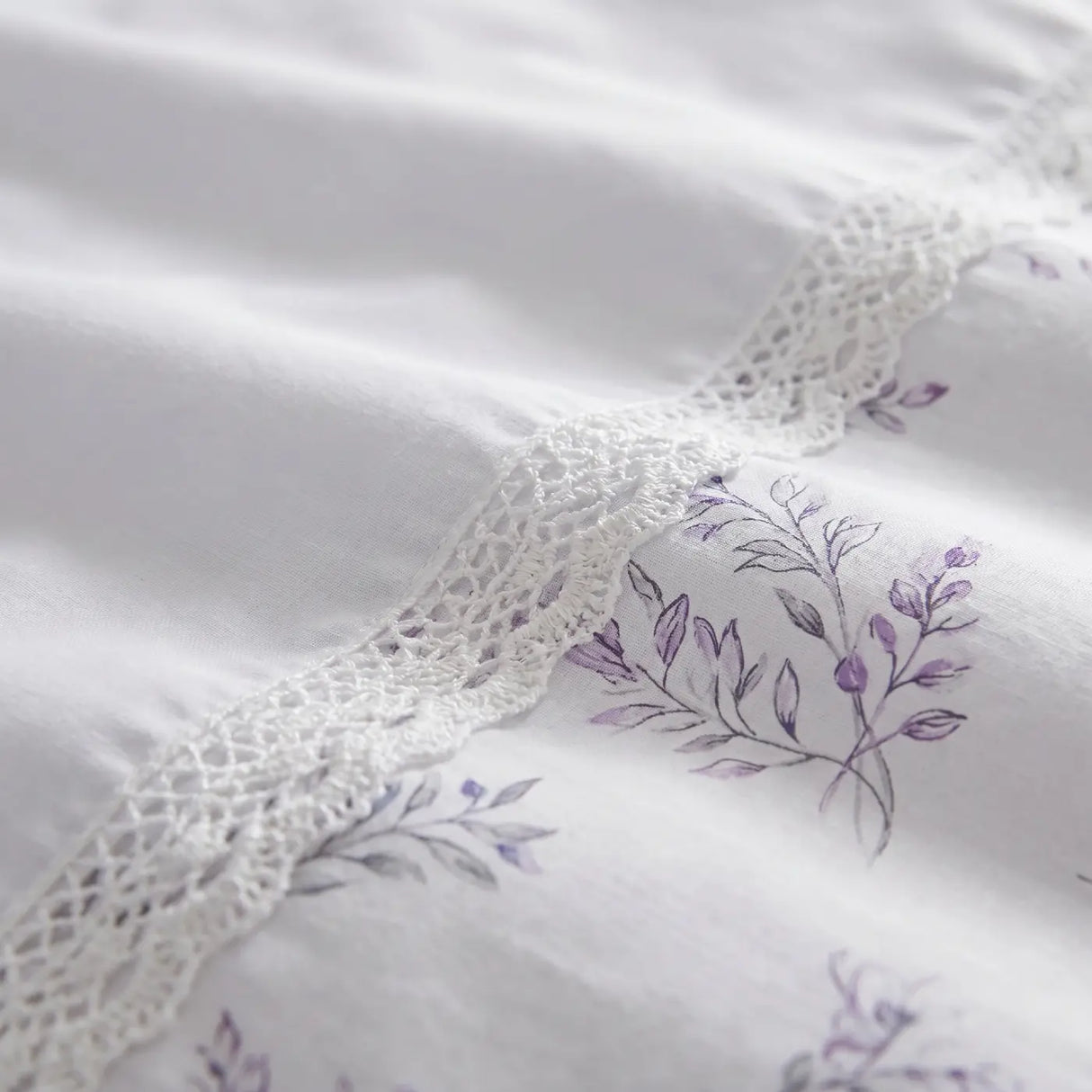 Chloe Lace Trim Polycotton Duvet Cover Set Lilac 4