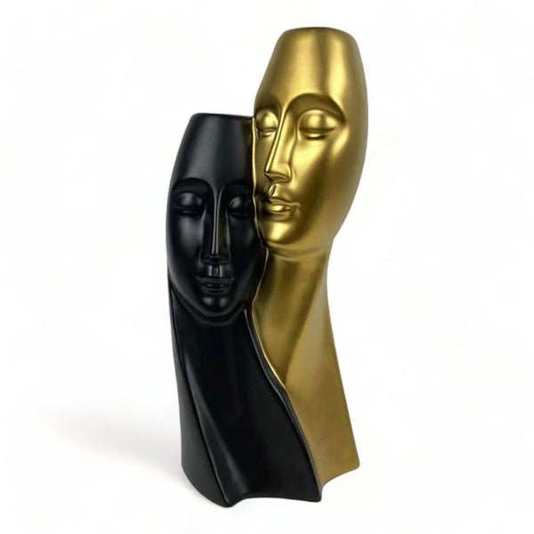 Matte Gold and Black Couple Sculpture 35cm