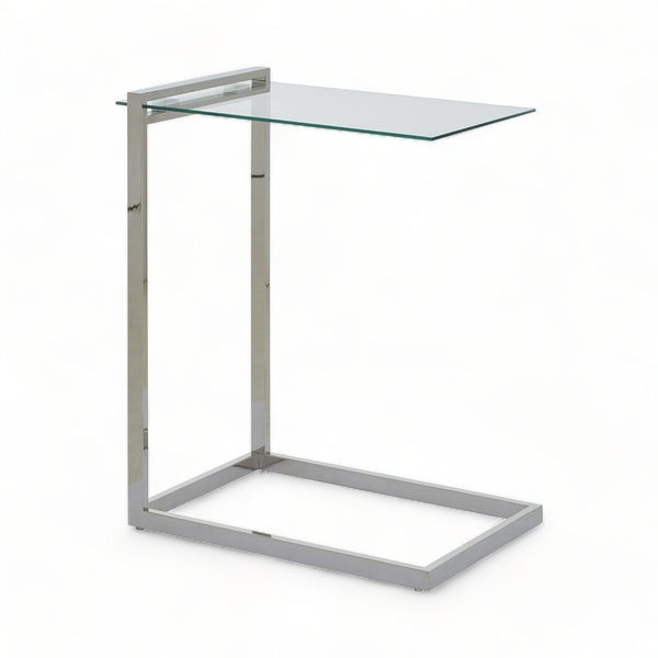 Silver Tempered Glass End Table