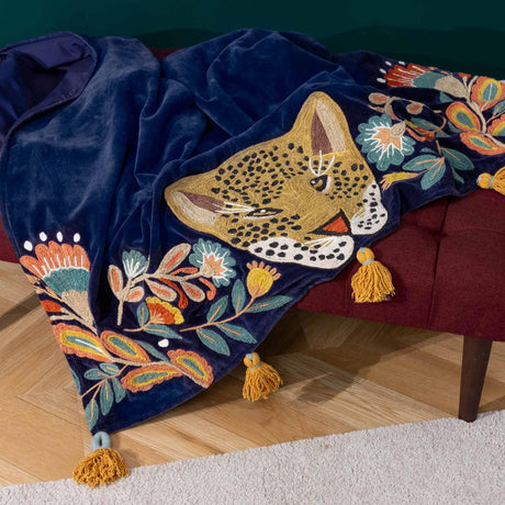 Regal Leopard Throw Royal Blue by Wylder Tropics