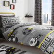 Football Printed Kids Duvet Cover Set Single & Double - Grey