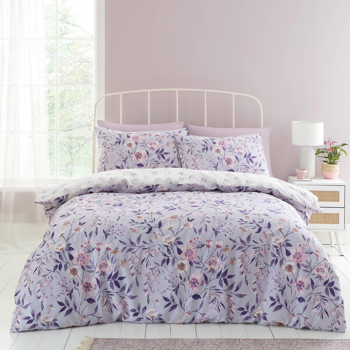 Catherine Lansfield Isadora Floral Duvet Cover Set - Lilac