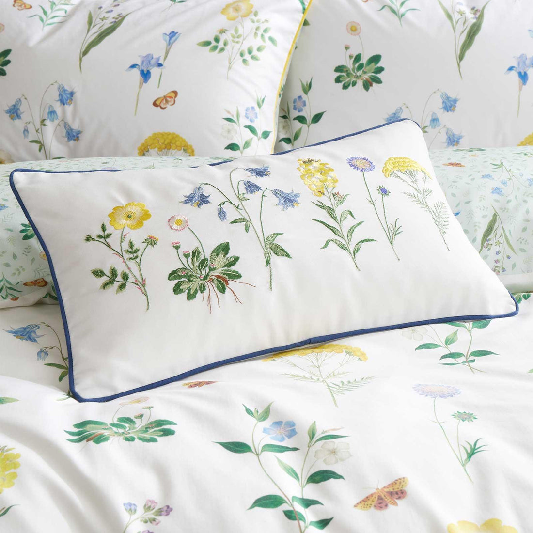 RHS Botanical Cottage Garden Floral 100% Cotton Filled Cushion