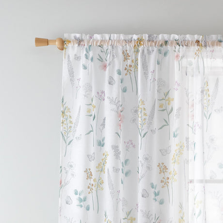 Emilia Floral Voile Curtain Panel by Catherine Lansfield