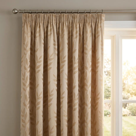 Tivoli Leaf Jacquard Lined Tape Top Pencil Pleat Curtains 2