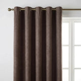 Velvet Chenille Eyelet Curtains - Chocolate image 2
