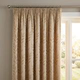 Tivoli Leaf Jacquard Lined Tape Top Pencil Pleat Curtains - Latte image 2