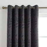 Tivoli Leaf Jacquard Lined Eyelet Curtains - Charcoal image 2