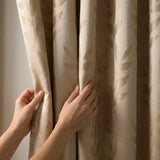 Tivoli Leaf Jacquard Lined Tape Top Pencil Pleat Curtains - Latte image 3