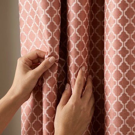 Cotswold Jacquard Eyelet Ring Top Curtains - Orange image 3