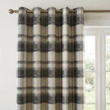 Balmoral Tartan Check Eyelet Curtains Ready Made - Slate image 3