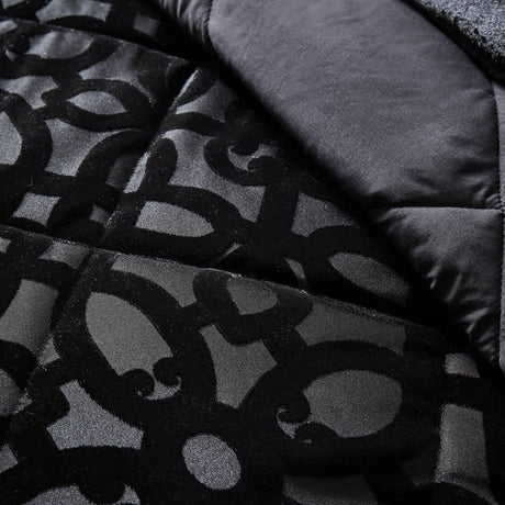 Catherine Lansfield Lattice Cut Velvet Bedspread - Lattice Cut Bedspread Black