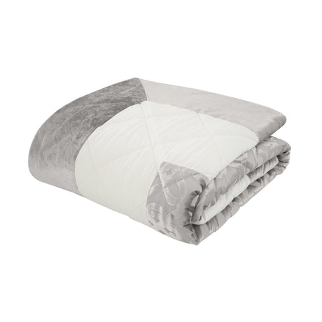 Catherine Lansfield Lattice Cut Velvet Bedspread - Lattice Cut Bedspread Natural