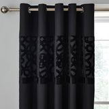 Catherine Lansfield Lattice Cut Velvet Eyelet Curtains - Black Dimout