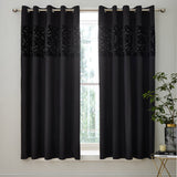Catherine Lansfield Lattice Cut Velvet Eyelet Curtains - Black Dimout - Lattice Cut Curtains Black