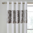 Catherine Lansfield Lattice Cut Velvet Eyelet Curtains - Natural Dimout