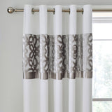 Catherine Lansfield Lattice Cut Velvet Eyelet Curtains - Natural Dimout