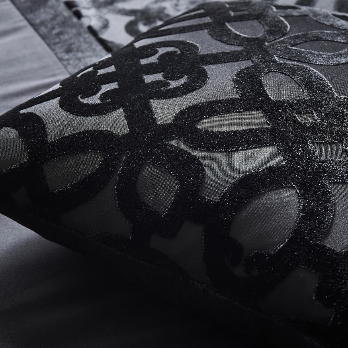 Catherine Lansfield Lattice Filled Cushion - Black - Lattice Cut Cushion Black
