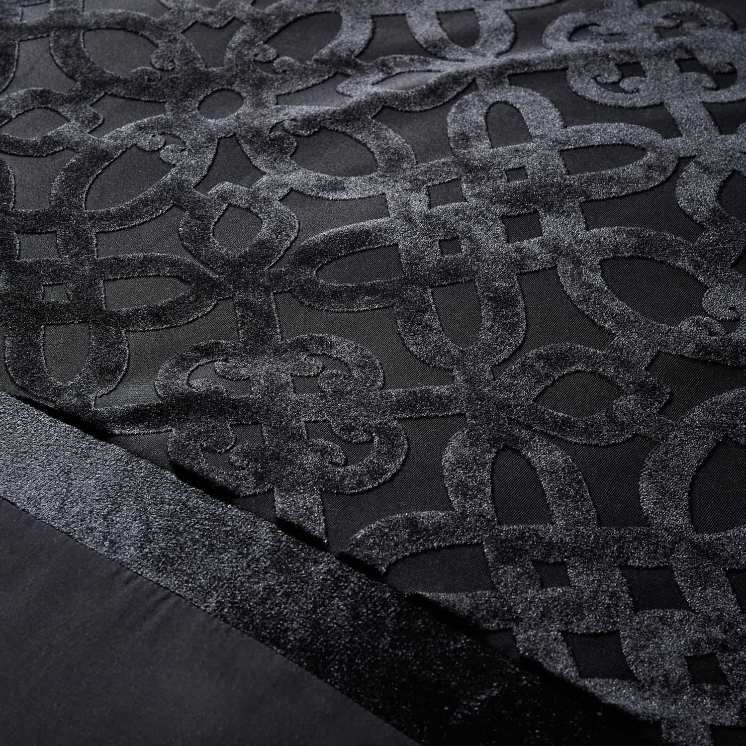 Catherine Lansfield Lattice Cut Velvet Duvet Cover Set - Lattice Cut Duvet Set Black