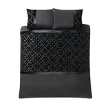 Catherine Lansfield Lattice Cut Velvet Duvet Cover Set - Lattice Cut Duvet Set Black