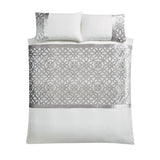 Catherine Lansfield Lattice Cut Velvet Duvet Cover Set - Lattice Cut Duvet Set Natural