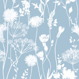 Catherine Lansfield Meadowsweet Floral Wallpaper Blue - Meadowsweet Floral Blue Wallpaper