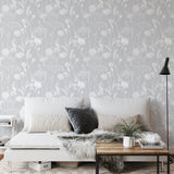 Catherine Lansfield Meadowsweet Floral Wallpaper Blue - Meadowsweet Floral Grey