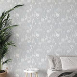 Catherine Lansfield Meadowsweet Floral Wallpaper Blue - Meadowsweet Floral Grey