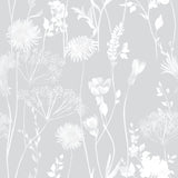 Catherine Lansfield Meadowsweet Floral Wallpaper Blue - Meadowsweet Floral Grey