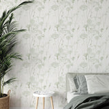 Catherine Lansfield Meadowsweet Floral Wallpaper Blue - Meadowsweet Floral Sage Green Wallpaper