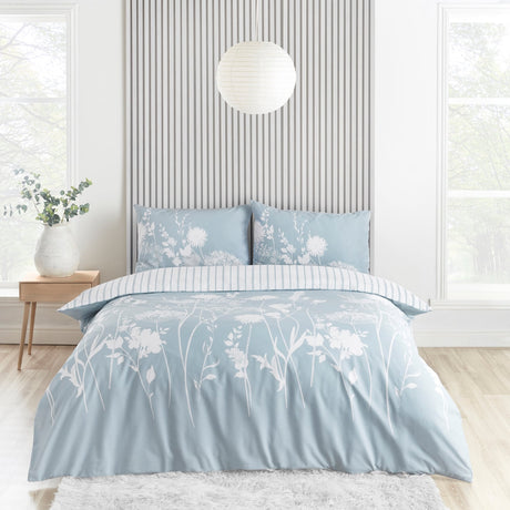 Catherine Lansfield Meadowsweet Floral Seaspray Blue Duvet Cover Bedding Set