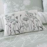 Catherine Lansfield Meadowsweet Floral Embroidered Filled Cushion 30x40cm - Green