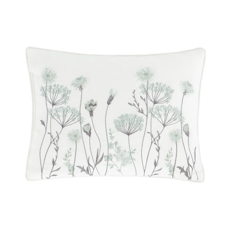 Catherine Lansfield Meadowsweet Floral Embroidered Filled Cushion 30x40cm - Green - Meadowsweet Green Cushion