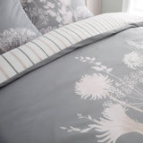 Catherine Lansfield Meadowsweet Floral White Duvet Cover Bedding Set - Meadowsweet White Grey Pink Duvet Set